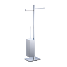 Towel rack with roll holder and square toilet brush holder